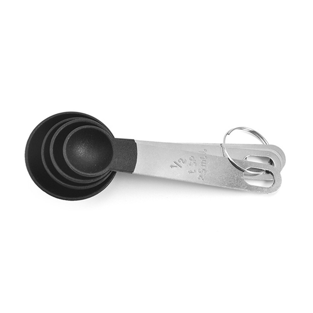 4 Uds cucharas medidoras cuchara de bolas de helado de acero inoxidable taza medidora cocina escamas vaso cocina Teaspoons cocina herramientas de medición de azúcar Set-30: Black-2