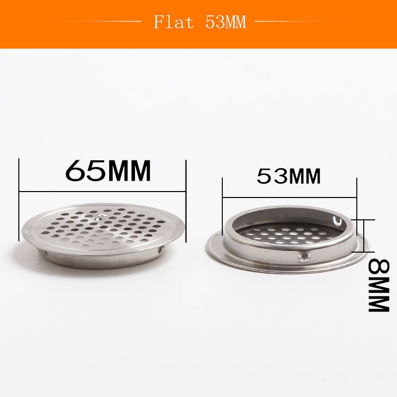 1pcs Dia.19mm/25mm/29mm/35mm/53mm Cabinet Air Vent Louver Mesh Hole round Stainless Steel Flat surface Convex surface: Flat 53mm