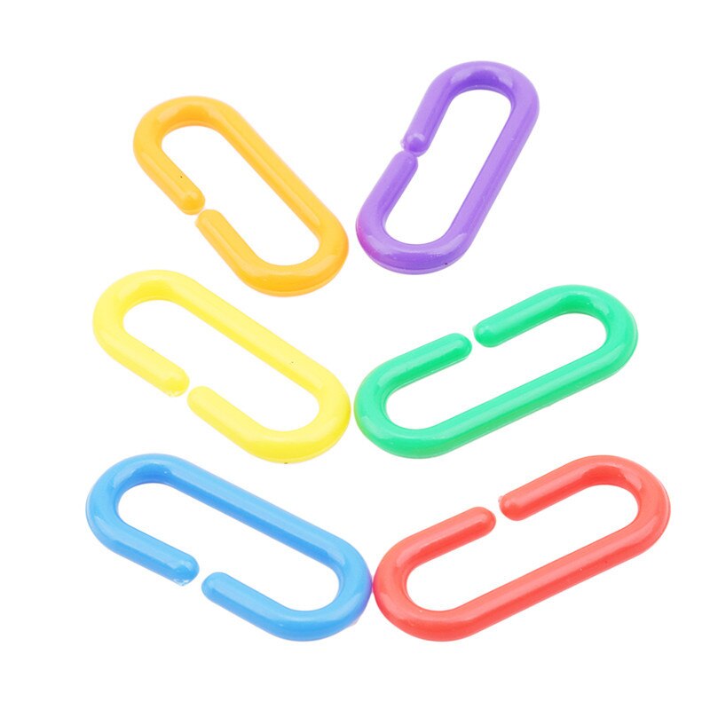 Parrot Chain Toys DIY Material 100Pcs/Set Plastic C-clips Hooks Bird Bite Chew Toy Bird Cage Accessories C-links Parrot Bird Toy: Default Title