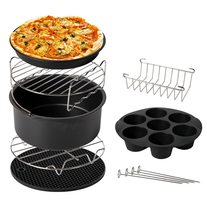 Air Fryer Accessories 7 Inch for Gowise Phillips Cozyna and Secura, Set of 8, Fit all Airfryer electric fryer 5.3QT to 5.8QT CF6: Full sets