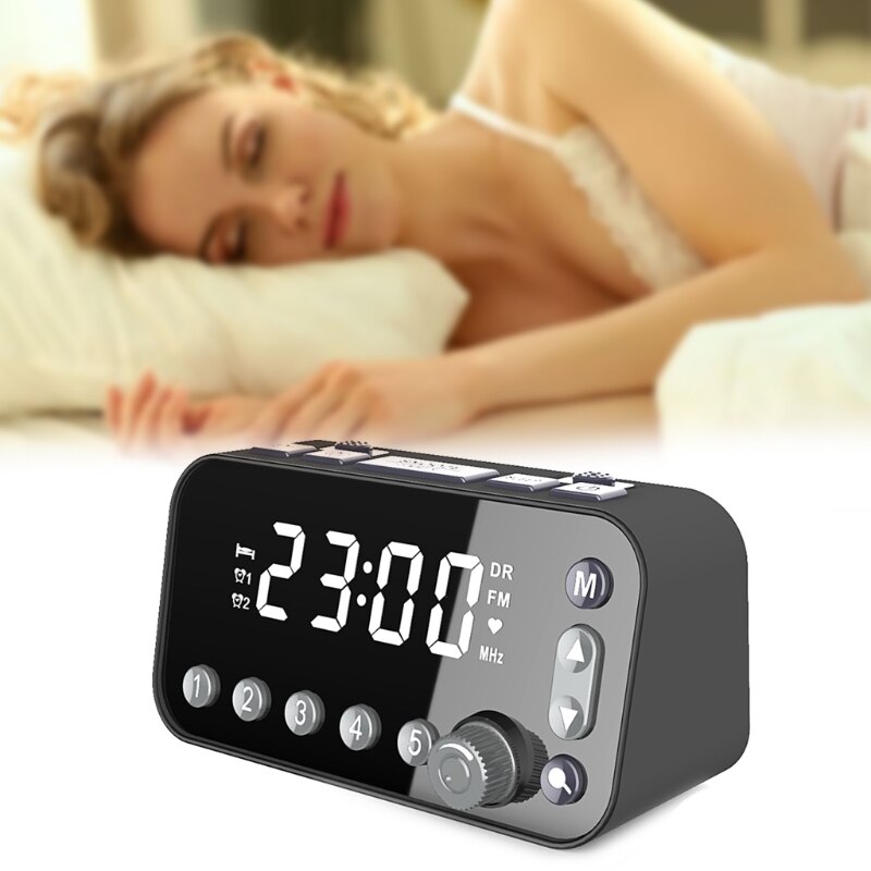Sängklocka digital väckarklocka med dubbla usb dab/fm radio stor skärm dubbel väckarklocka inställning retro hushållsapparater