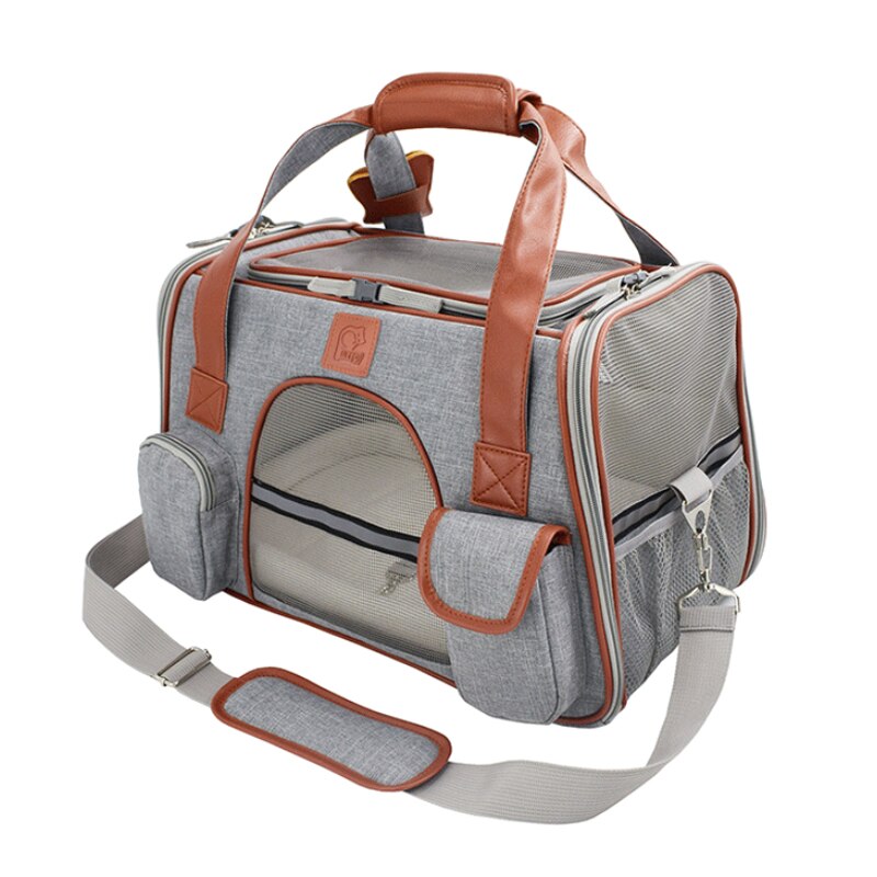 Hond Carrier Reizen Autostoel Pet Carriers Draagbare Rugzak Ademend Kat Kooi Ademend Kleine Hond Reistas Vliegtuig Goedgekeurd: light grey