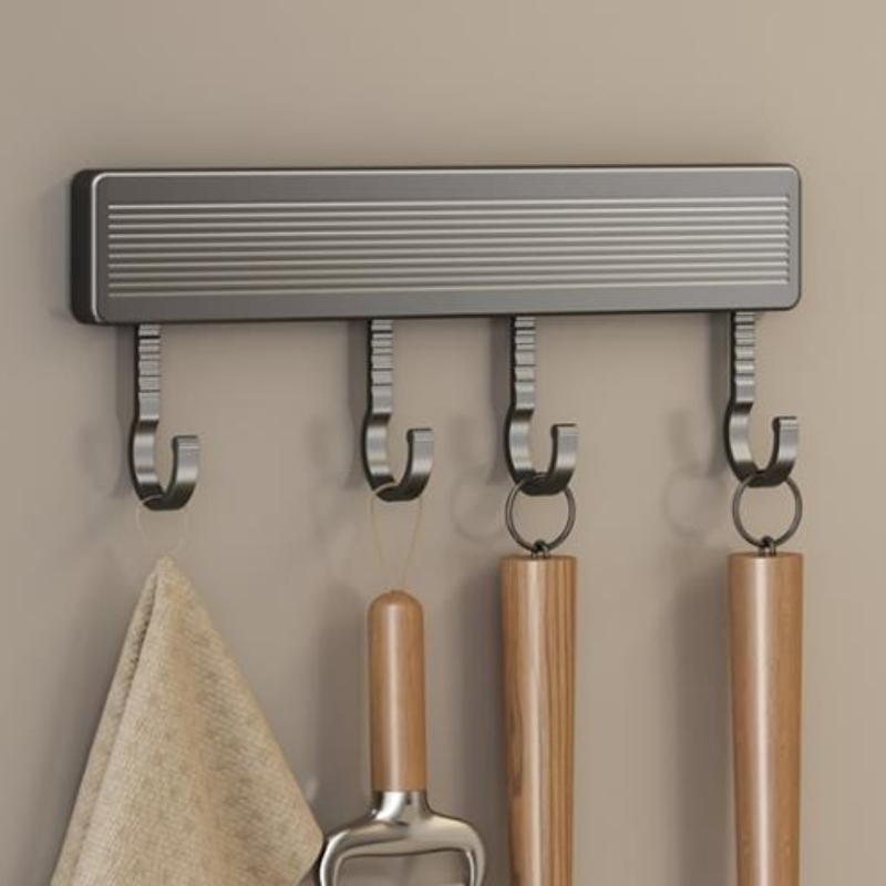 Hooks Kitchen Hook Rack Wall Mounted Hangers Rack Spoon Shovel Chopping Board Organizer Kitchen Accessories Movable Row Hook: Navy
