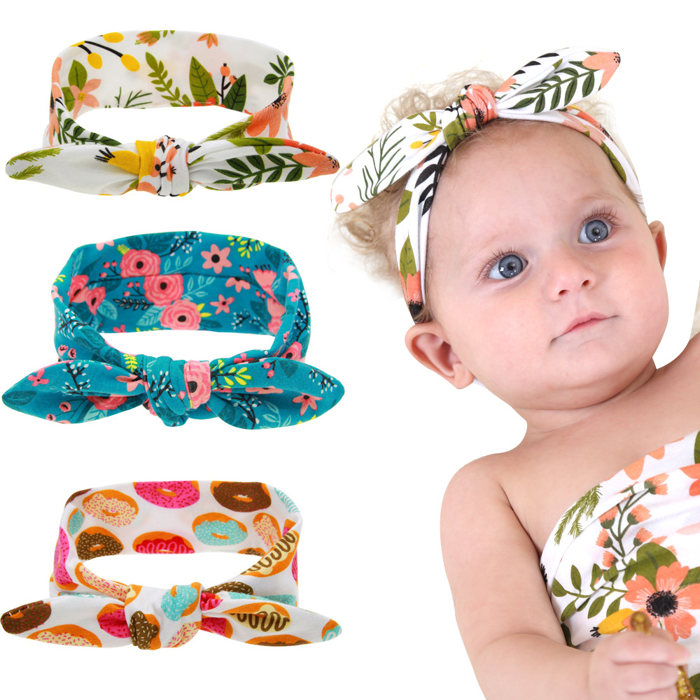 Donut Hair Bandage Band Headband Turban Flower Floral Rabbit Ear Children Newborn Kids Headwear Baby Girl Accessories Soft