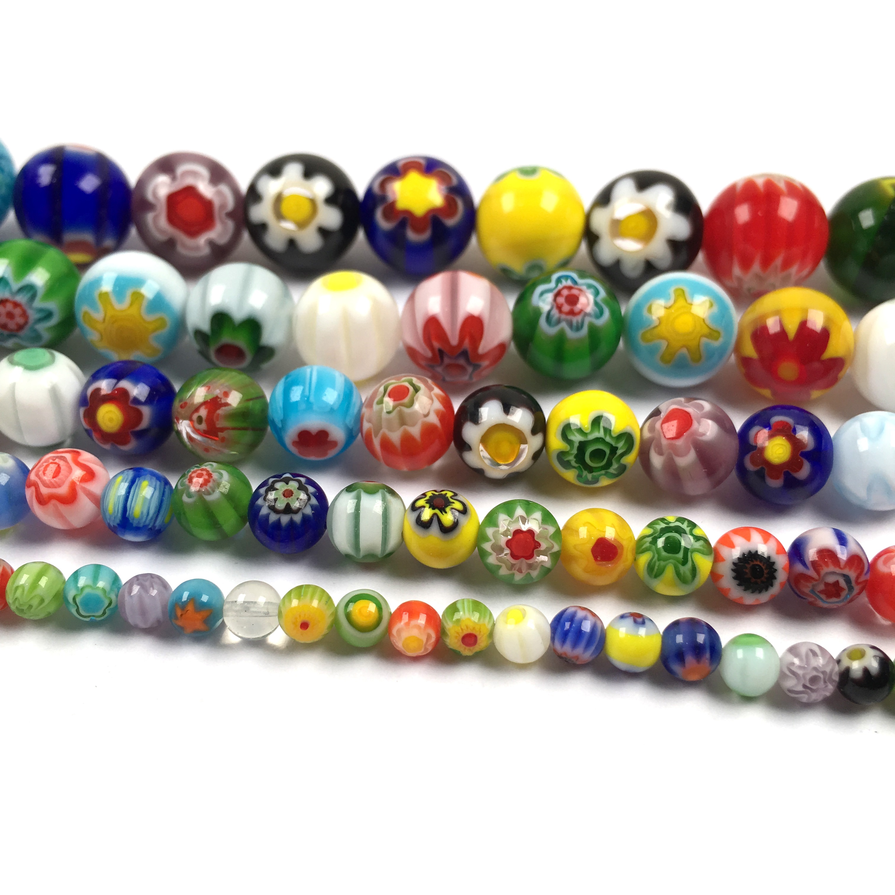 Millefiori kwiatowe paski Lampwork szklane koraliki modny luźne okrągłe odstępnik koraliki dla DIY bransoletka naszyjnik dokonywanie ustaleń biżuterii