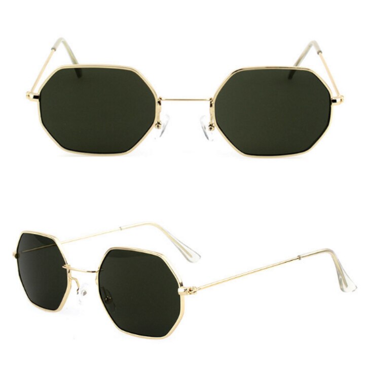 Fishing Camping Hiking Clear Lens Sunglasses Men Vintage Sun Glasses Hexagon Metal Frame Sunglasses Women Polygon: D