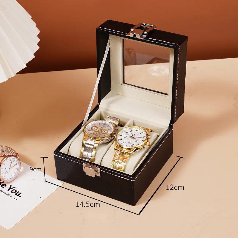 Klokkeboks i skinn, oppbevaringsboks for klokker, armbåndsurdisplay, interiør, landingsdisplay, delikat, enkel: Rød