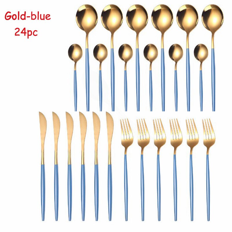 Vaisselle inox ensemble de couverts 24 pièces or Rose ensemble de couverts fourchette cuillère couteau doré ensemble de vaisselle coffret directe