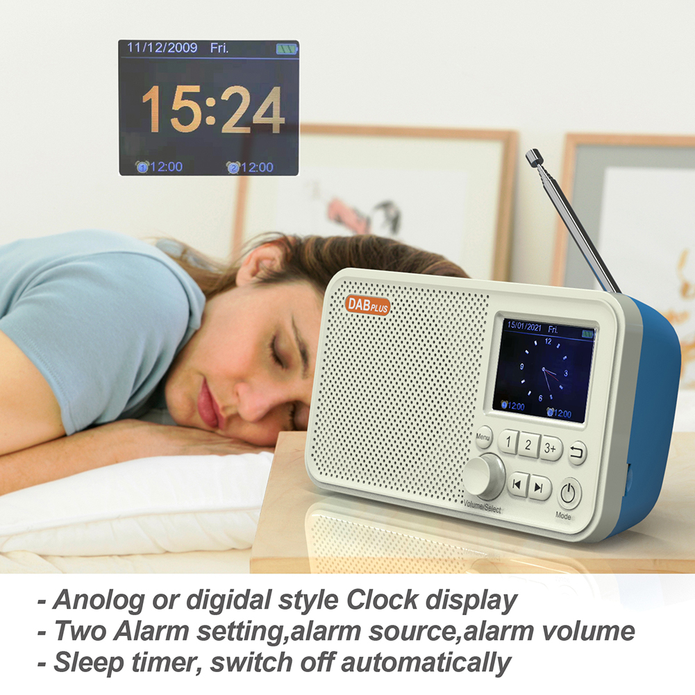 Radio despertador DAB DAB + FM, Radio compatible con Bluetooth para tarjeta TF, reproductor de MP3, equipo de Audio