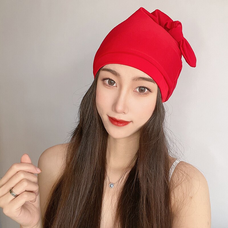 2022 New Hot Summer Women czepek Little Devil Solid Color Pool Protect długie włosy uszy czepek kąpielowy