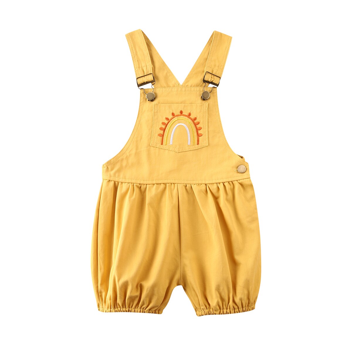 Cute Toddler Kid Baby Girl Overalls Romper Clothes Rainbow Print Sleeveless Jumpsuit Overalls Bib Pants Outfit