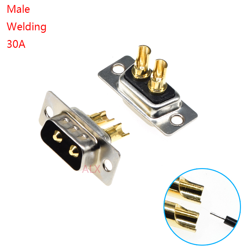 1 Stücke 2w2 30A 2 Stift Vergoldet Männlich Weiblich Hochstrom-leistungsstecker D-sub-Adapter Löt-/Stecker-in-Typ Steckdose Schweißen DB: Elfenbein