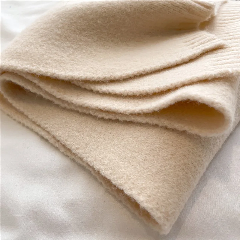 Bufandas coreanas de Cachemira para mujer, chales Pashmina suaves y cálidos para invierno, bufanda larga tejida de Color puro para mujer