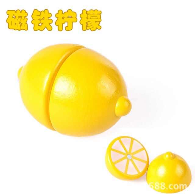 Montessori Educational Toy wooden kitchen toy fruit cutting avocado cut fruit toy house food toy Pretend Play Toy Christmas: Lemon