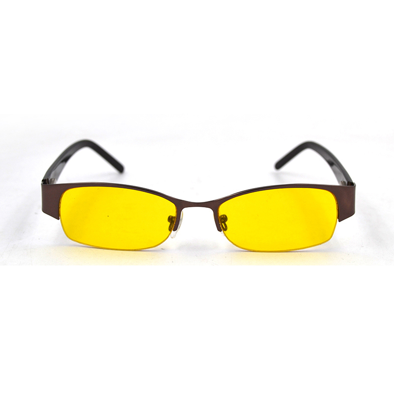 Men Semi Rimless Yellow Lens Night Vision Glasses Women High Definition Rectangle Driving Eyeglasses Spectacles D5