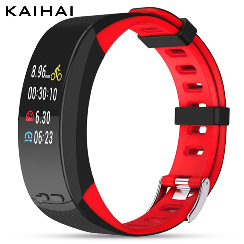 Kaihai  h8 alene gps sport smart armbånd fitness armbånd pulsmåler ure aktivitet trackersleep: Sort rød