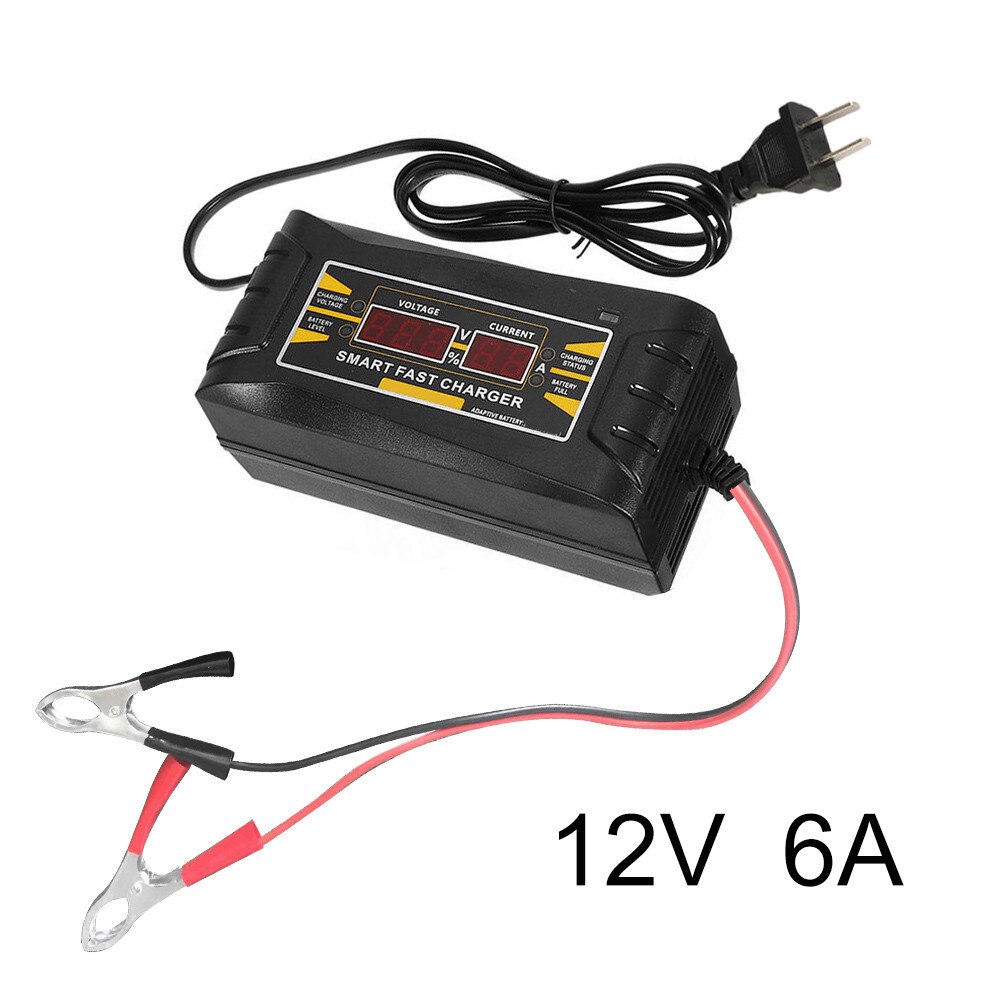 Car Charger Car Battery Charger 12V 6A 10A Car Moto Full Automatic Smart Power Charging Digital LCD Display EU US Plug: US Plug 6A