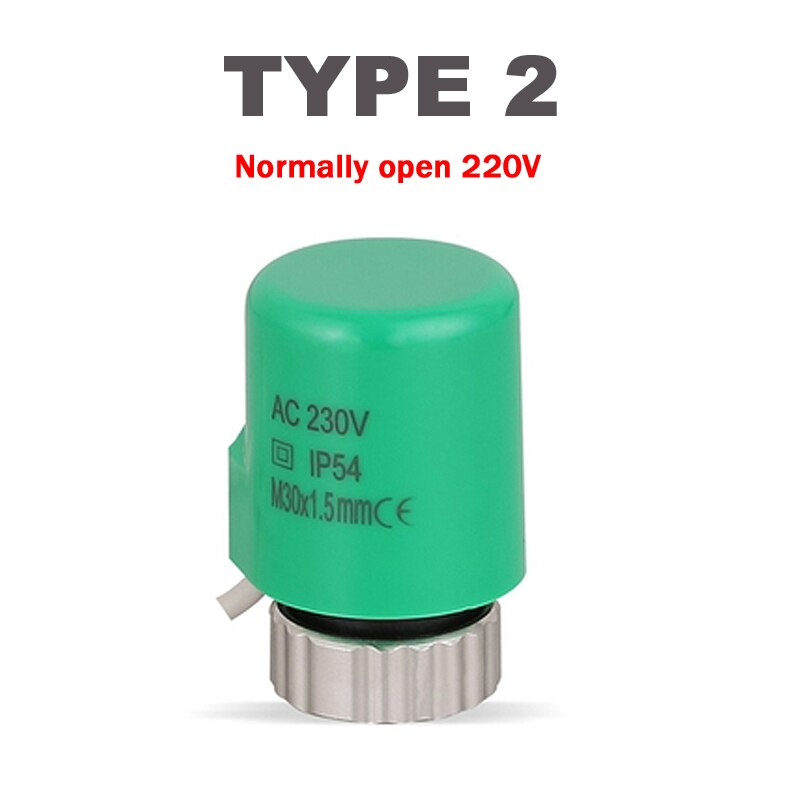 Normalt lukket 220v elektrisk termisk aktuator normalt åben ventil hoved vandudskiller til termostat manifold ventiler no/nc: Type 2