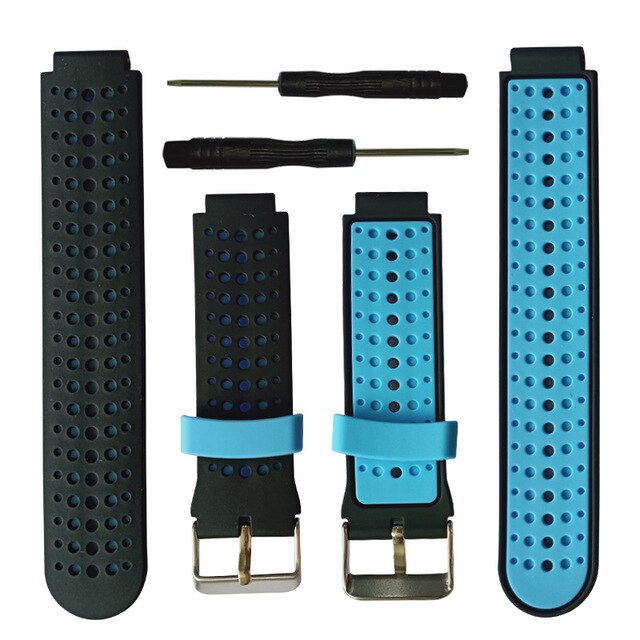 Silicone Replacement Belt Wrist Band Watch Strap for Garmin Forerunner 220 230 235 630 620 735 Approach S20 S5 S6 Smart Watch: Black Blue