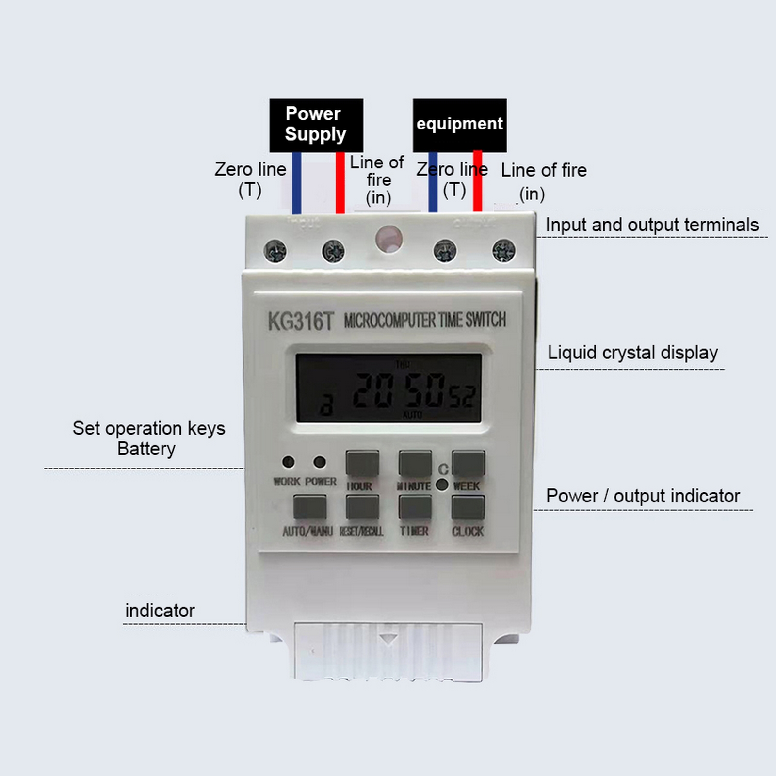 25A 220V Programmable Digital Time Switch Timer Relay Controller Microcomputer Time Control Switch Water Pump Industrial Timer