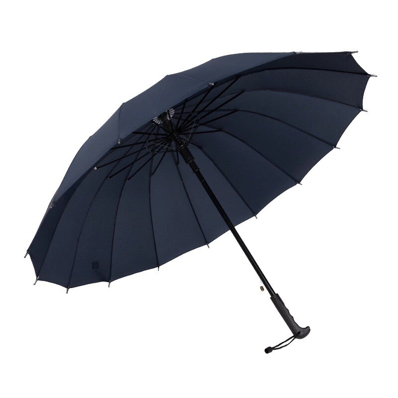 16K a prueba de viento Arco Iris paraguas lluvia mujeres hombres Sol caminando mucho manejar sombrillas rectas para Golf automática abierto sombrilla: Azul marino