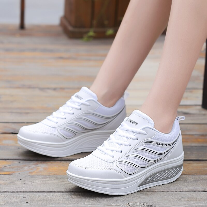 Dame fitness sko shake sko kvinder walking sko afslappet platform sneaker