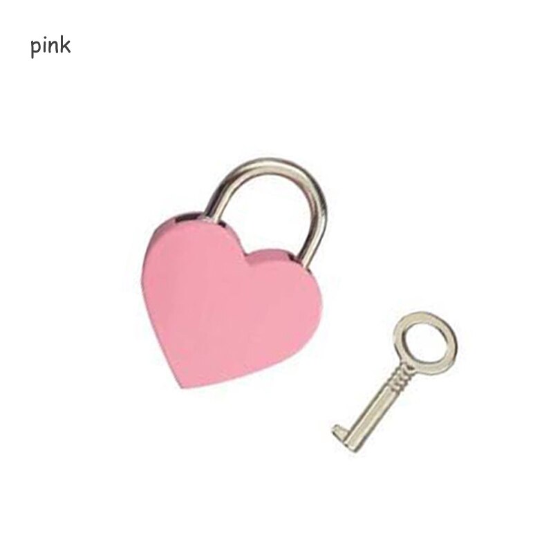 Vintage Old Antique Style Key Lock Home Improvement Mini Archaize Padlocks Keyed Padlock Heart Shape With key Hardware: pink