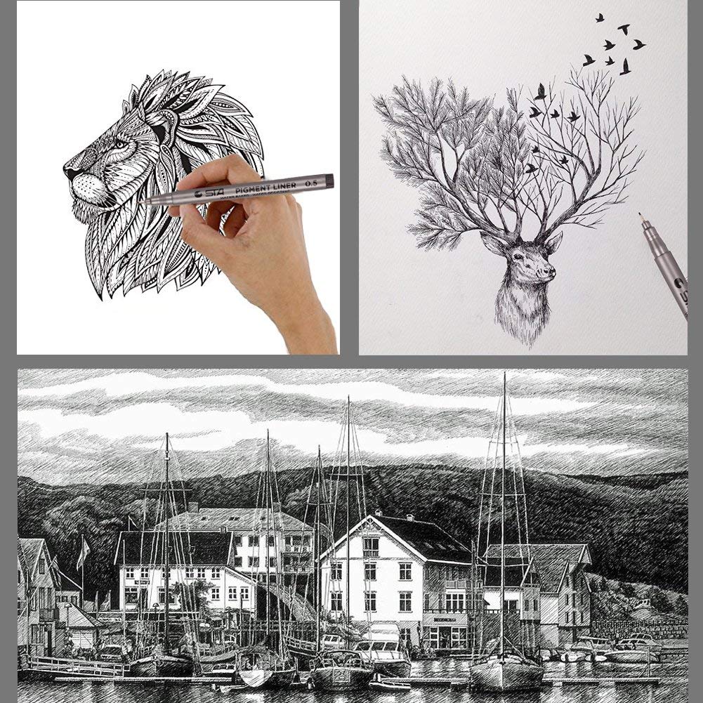 9 Size Black Micro-line Pens for Drafting -Ultra Fine Point Technical Drawing Pen Set, Anti-Bleed Fineliner Pen for Illustration