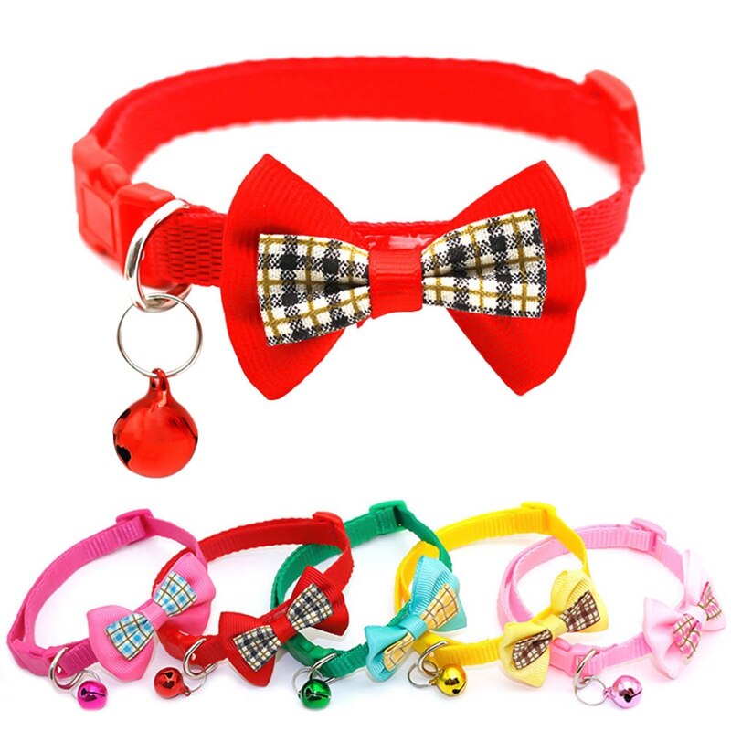 1pc couleur bonbon réglable nœud papillon cloche nœud papillon collier cravate chiot chaton chien chat animal de compagnie directe
