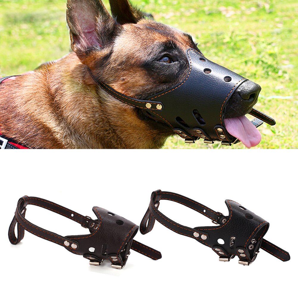Cool Spiked Studded Pu Leather Dog Muzzle Adjustable Breathable Leather Dog Mouth Muzzle Anti Bark Bite Chew Pet Products