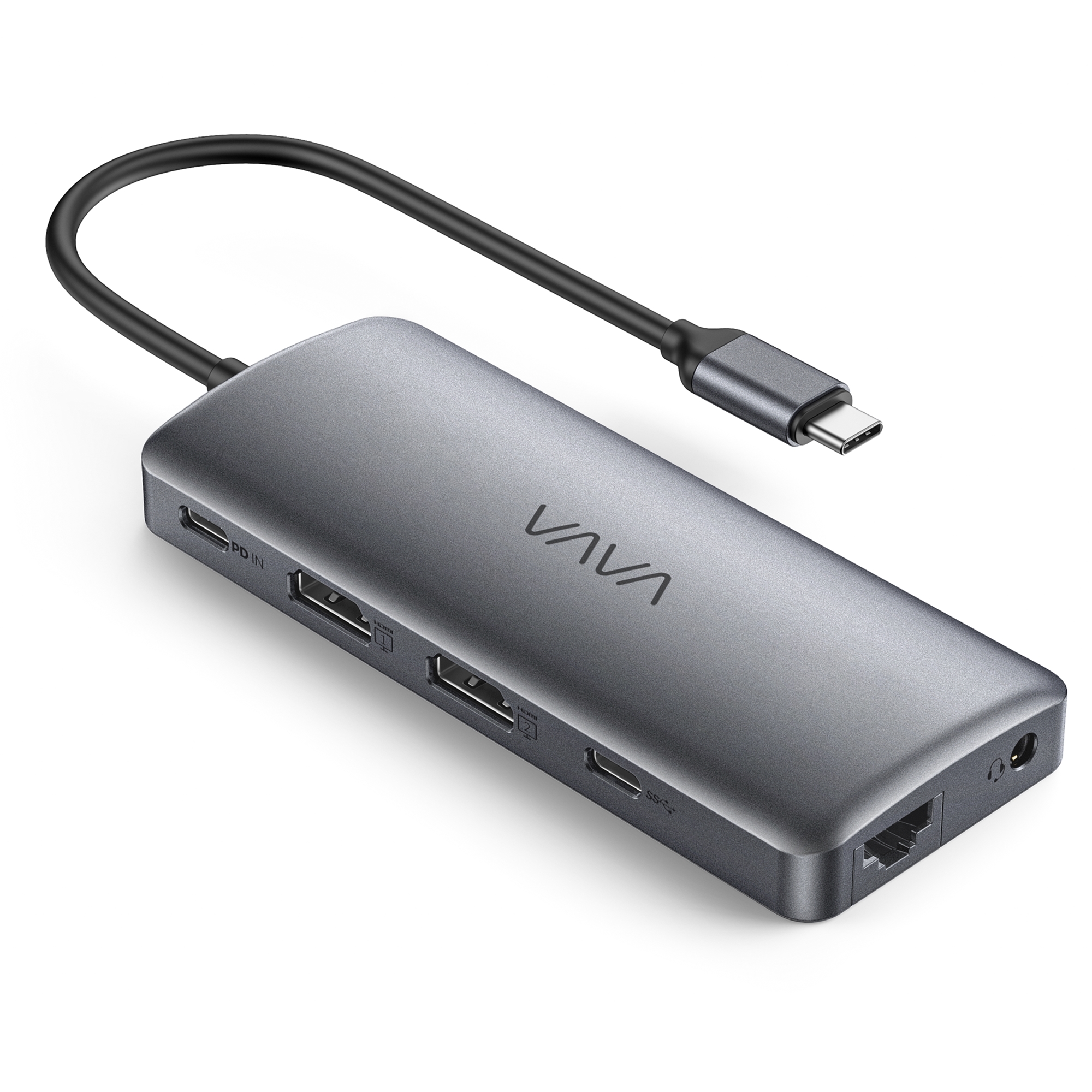 VAVA USB-C 3.0 Hub VA-UC018 11-in-1 Docking Station with Dual 4K HDMI 100W PD Charging RJ45 Adaptor Splitter SD/TF Card Read