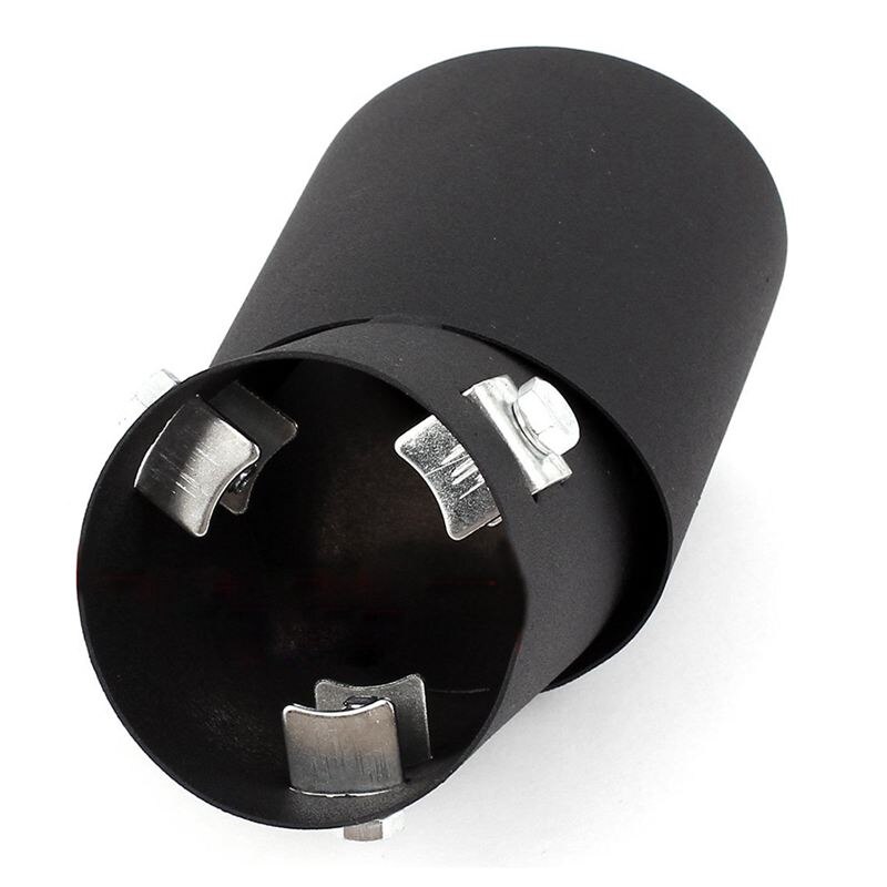 -60mm Oval Curved Tip Exhaust Silencer Rear Tube Black