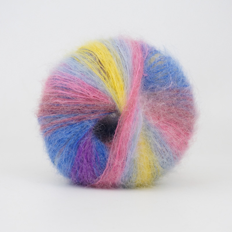 25g/ mye kamgarn myk regnbue farge mohair garn nøster hånd strikke maling farget hekle garn