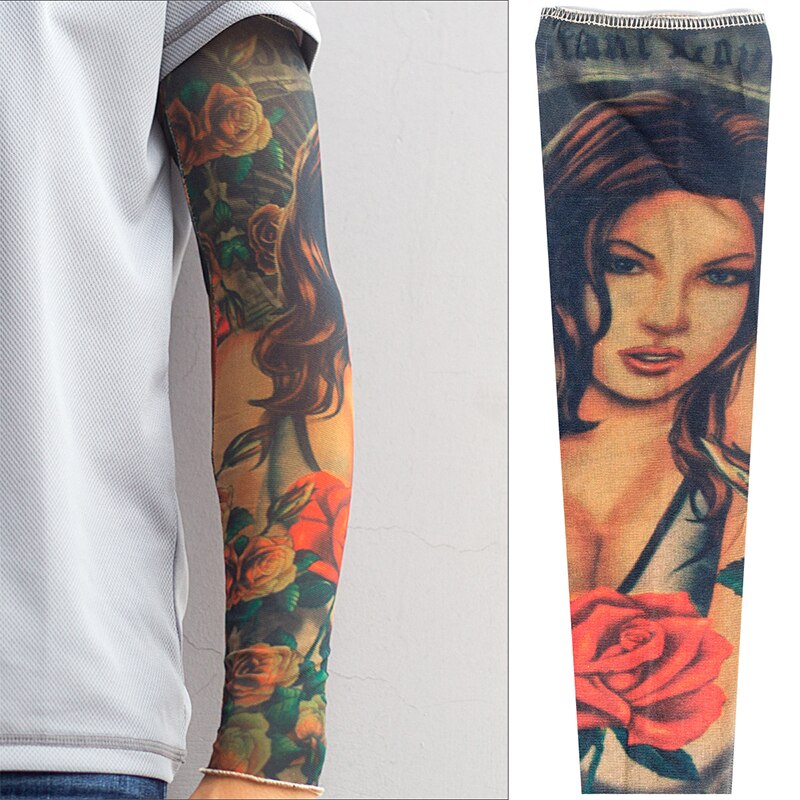 À la diable Hordes Nylon faux tatouage bras jambe Oversleeve temporaire tatouage bras manches cyclisme pour la Protection solaire: 4