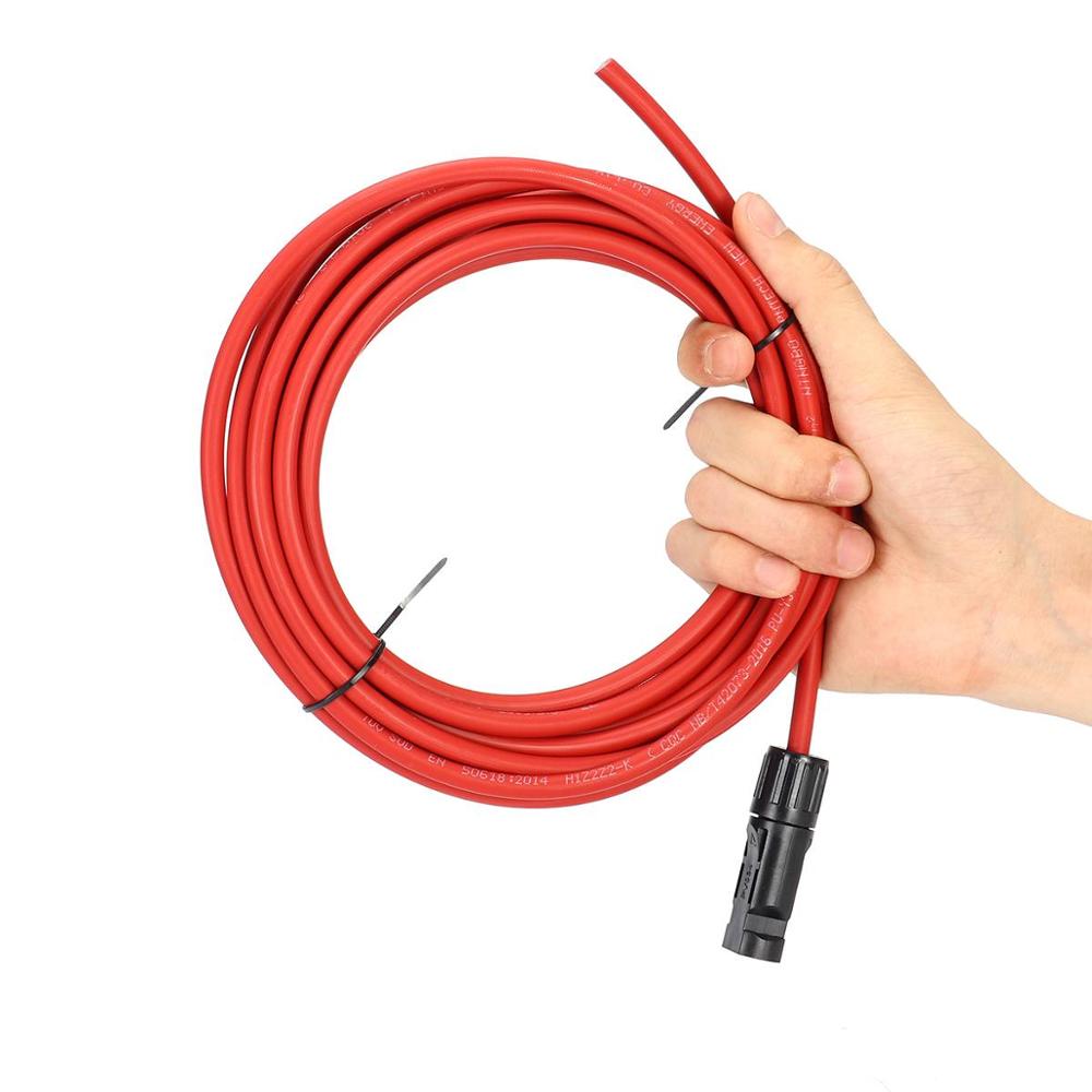 Solpanel förlängning koppartråd kabel svart/röd 6mm 10 awg 1 par hane hona används i hemmet solcellssystem pv-kontakt solcellskabel