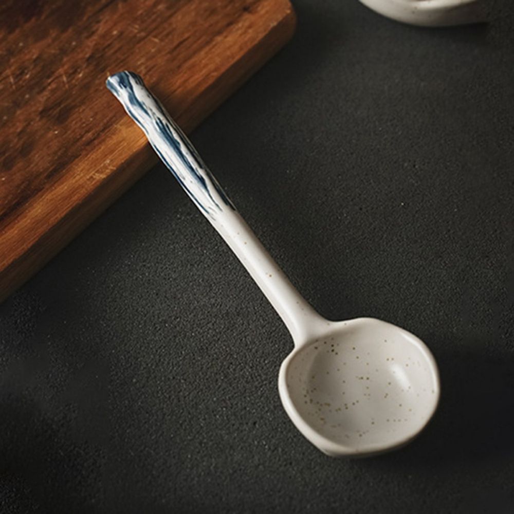 Japanese Style Ceramic Spoon Scoop Porridge Soup Spoon For Home Restaurant Utensils Cutlery Dinnerware