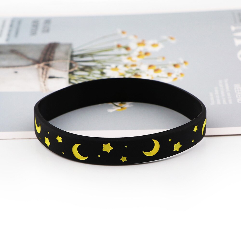 J3392 Sterne und mond nacht Armbänder modisch Silikon Gummiband Armbänder Hand Armreif Männer Frauen Schmuck
