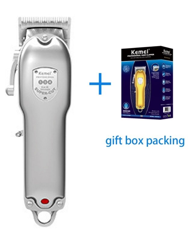 100-240v kemei uppladdningsbart hårtrimmer hårklippare hår rakning maskin hårskärning skägg elektrisk rakhyvel: Silver km -134