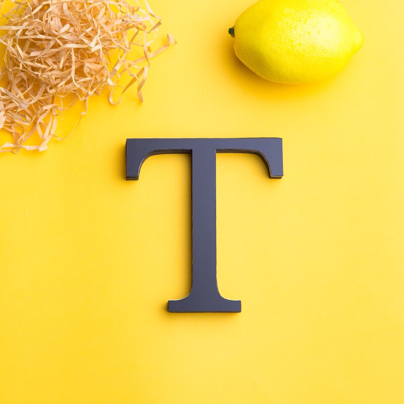 Zwart Engels Letters 3D Spiegel Muurstickers Home Decor Voor Woonkamer Slaapkamer Behang Peel &amp; Stok Spiegel Acryl Poster: T