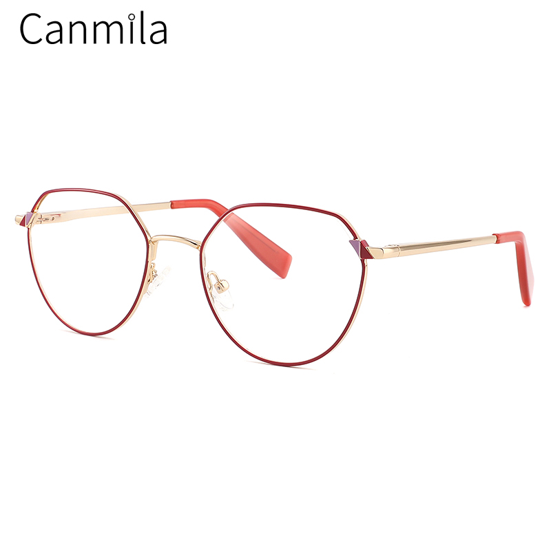 Eyewear Glasses Frame Vintage Women Metal Ultralight Prescription Eyeglasses Retro Optical Myopia Canmila BOM1085: C4