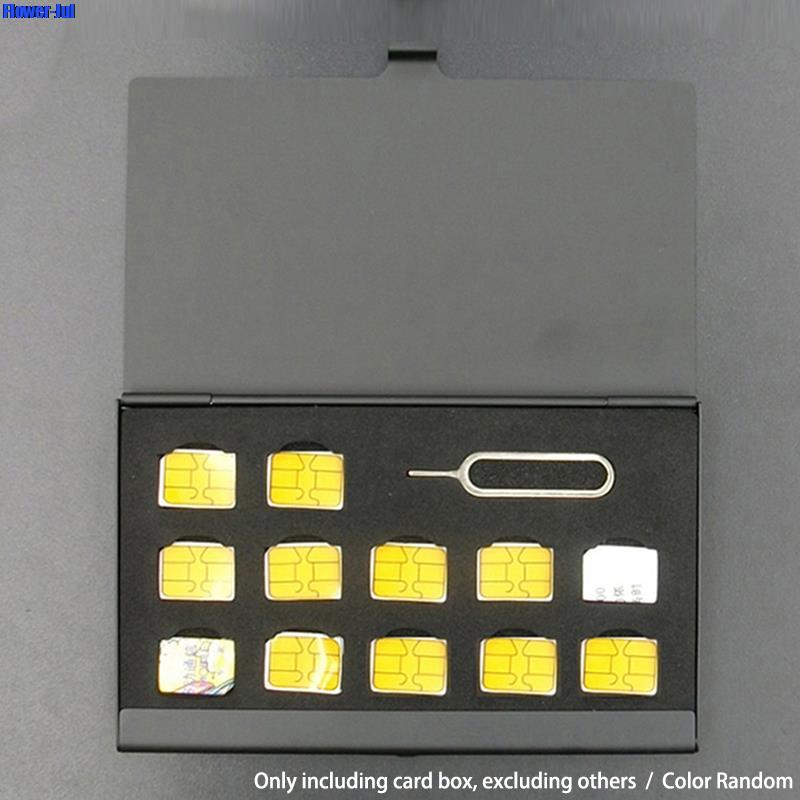 12-Slots-NANO + 1-Slot-Card-Pin Aluminium Draagbare SIM Micro Pin Sim-kaart Nano Geheugenkaart Opbergdoos Case Protector Houder 1Pc