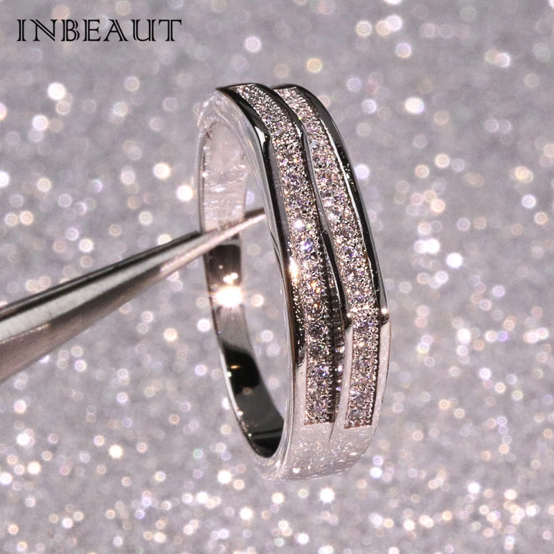 INBEAUT Doppel Split Crown Micro Runde Kubikzironia Party Ring für Frauen Trendy Besondere Liebe Ringe Elegante Schmuck