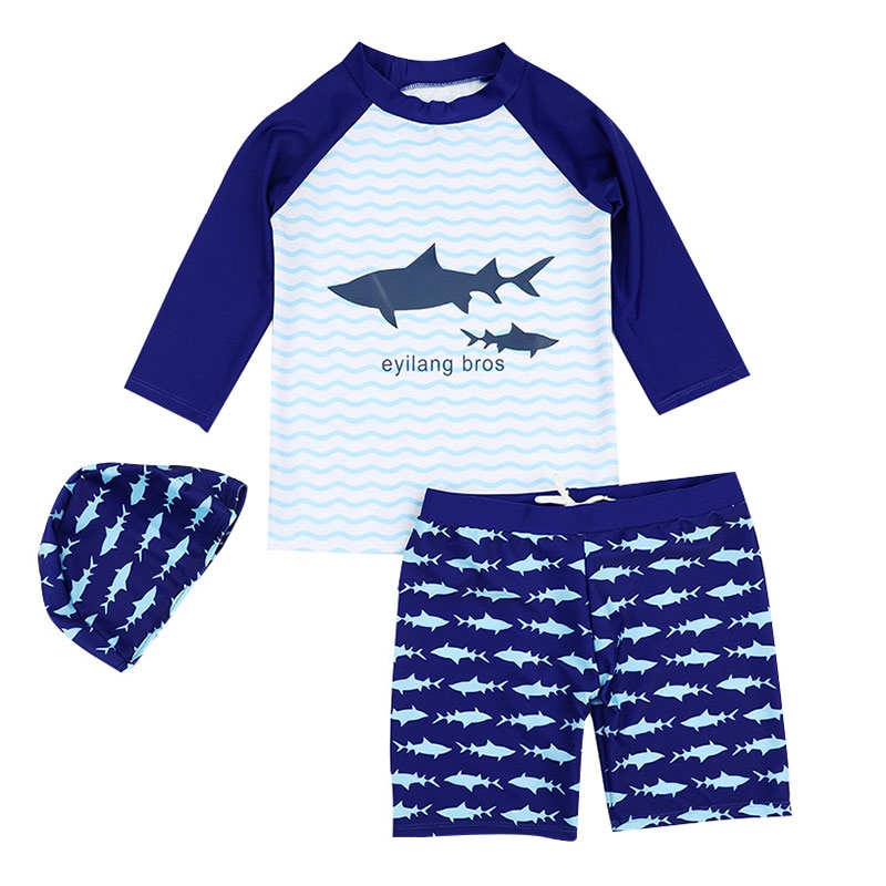 Neue Sommer freundlicher Jungen Bademode für Jungen Karikatur 3 Stck freundlicher Badeanzüge mit Sonne Kappe Kleinkind Baby Mädchen Strand Schlecht Kleidung