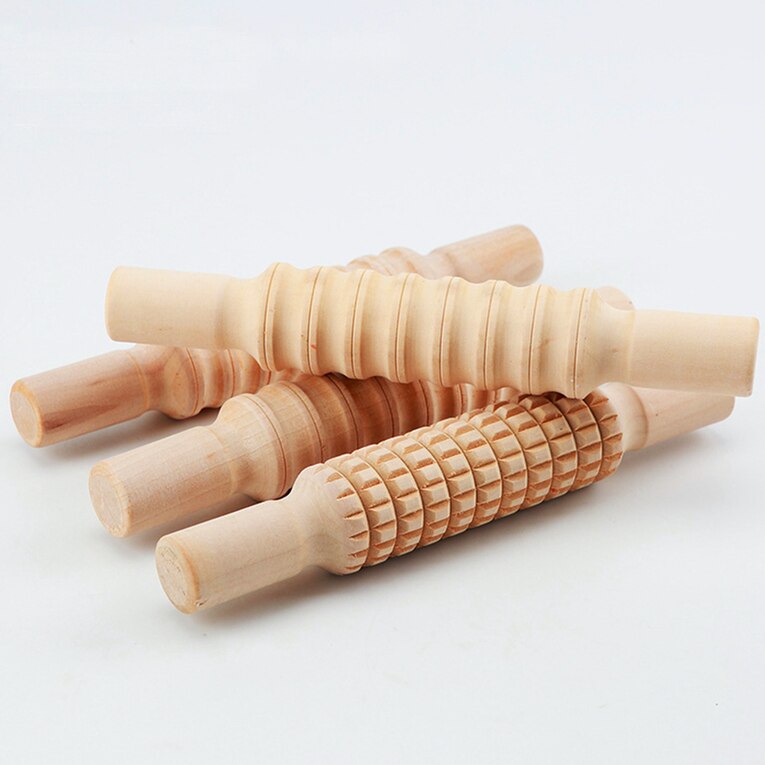 Pottery Mud Stick Pottery Ceramics Plastic Clay Carving Tools Solid Wood Printed Texture Mud Stick Mud Forming Tool