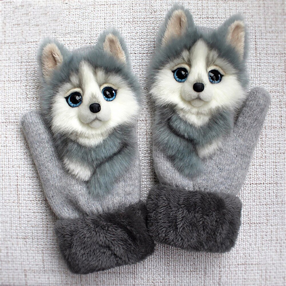 Simulazione animale inverno guanti caldi lunghi simpatici peluche pelosi guanti a dito pieno guanti morbidi guanti animali guanti invernali per bambini
