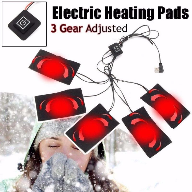 Almohadilla calefactora 5 en 1 para ropa, Sábana calefactora de fibra de carbono ajustable, chaleco eléctrico USB, chaqueta, calentador de senderismo, accesorios para abrigos cálidos
