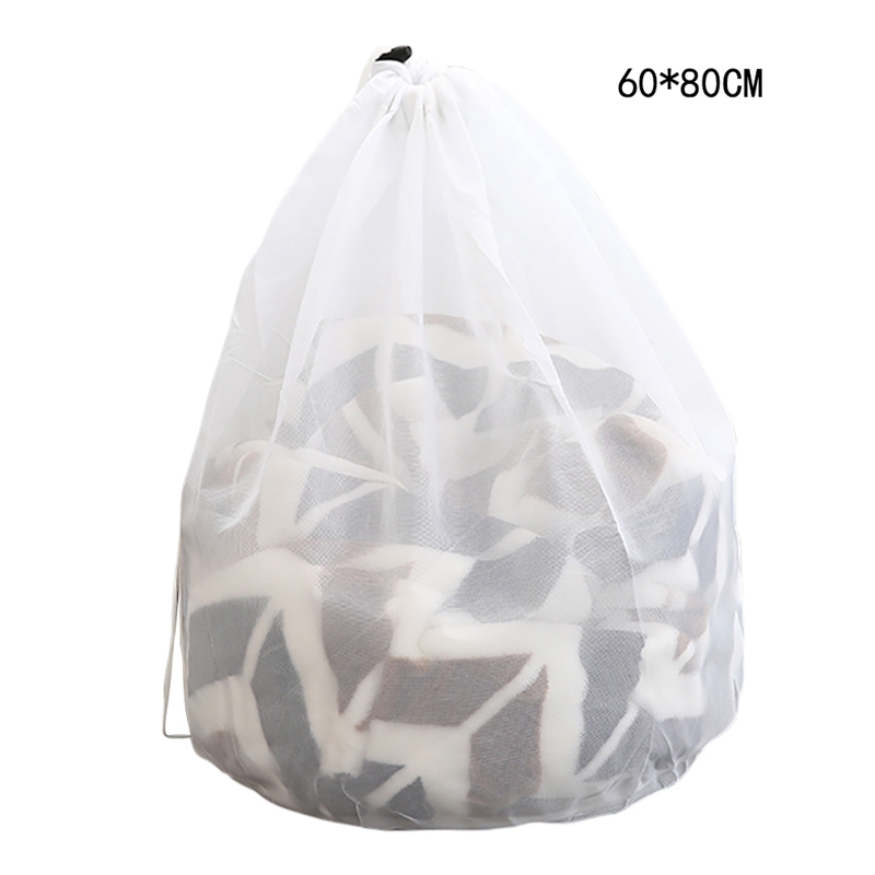 Mesh Laundry Bag Drawstring Washing Machine Laundry Bag Underwear Bra Socks Wash Net Large Capacity Clothes Storage Pouch: Fine net 60x80cm
