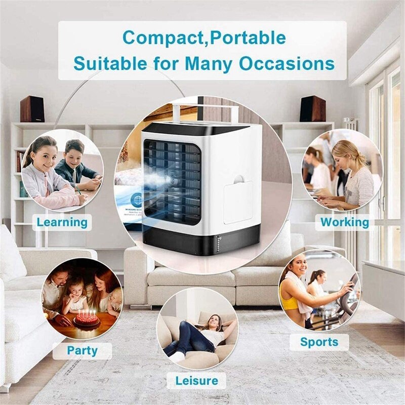 Portable Evaporative Air Cooler, Mini USB Air Conditioner, 4 In 1 Small Personal Space Air Conditioner Cooler Humidifier