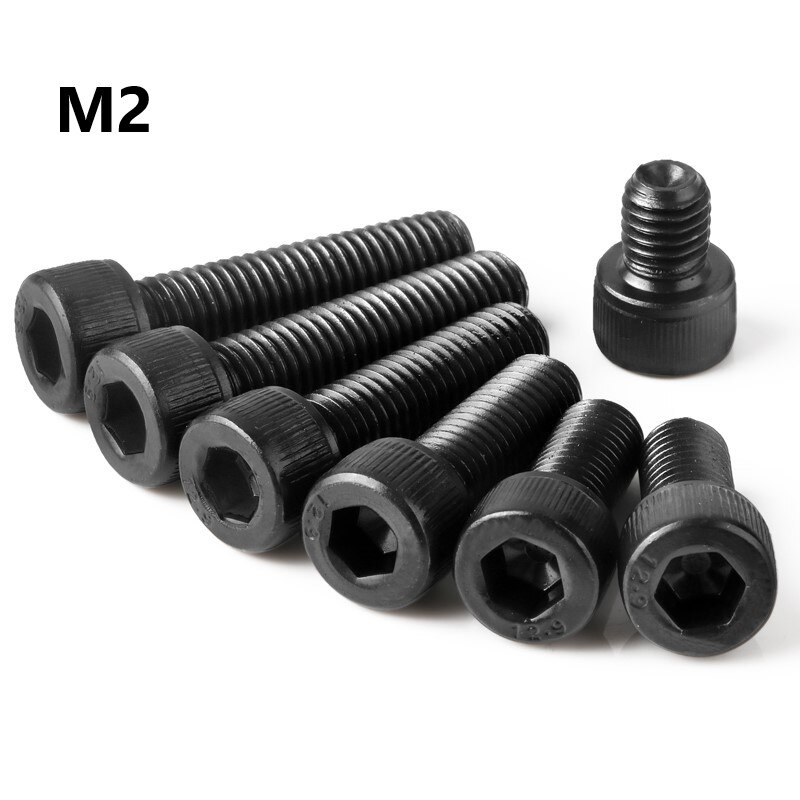 M2 Bolt 12.9 Grade Alloy Steel Black Hexgon Socket Screw M2* 3 4 5 6 8 10 12 14 16 20 25 30mm Extended Screw Full Thread