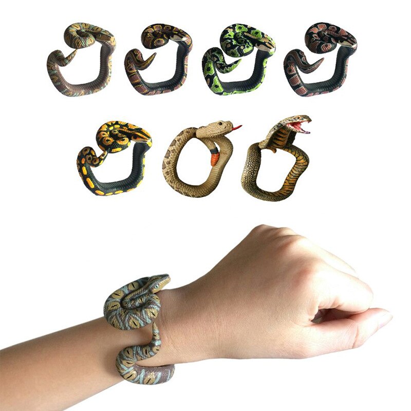 Tricky Spoof Simulation Snake Toy Python Snake-shaped Bracelet Simulation Animal Model Halloween Party Event Props